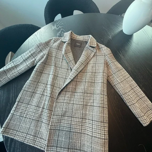 Theory Women's Gray Plaid Coat - Picture 2 of 5